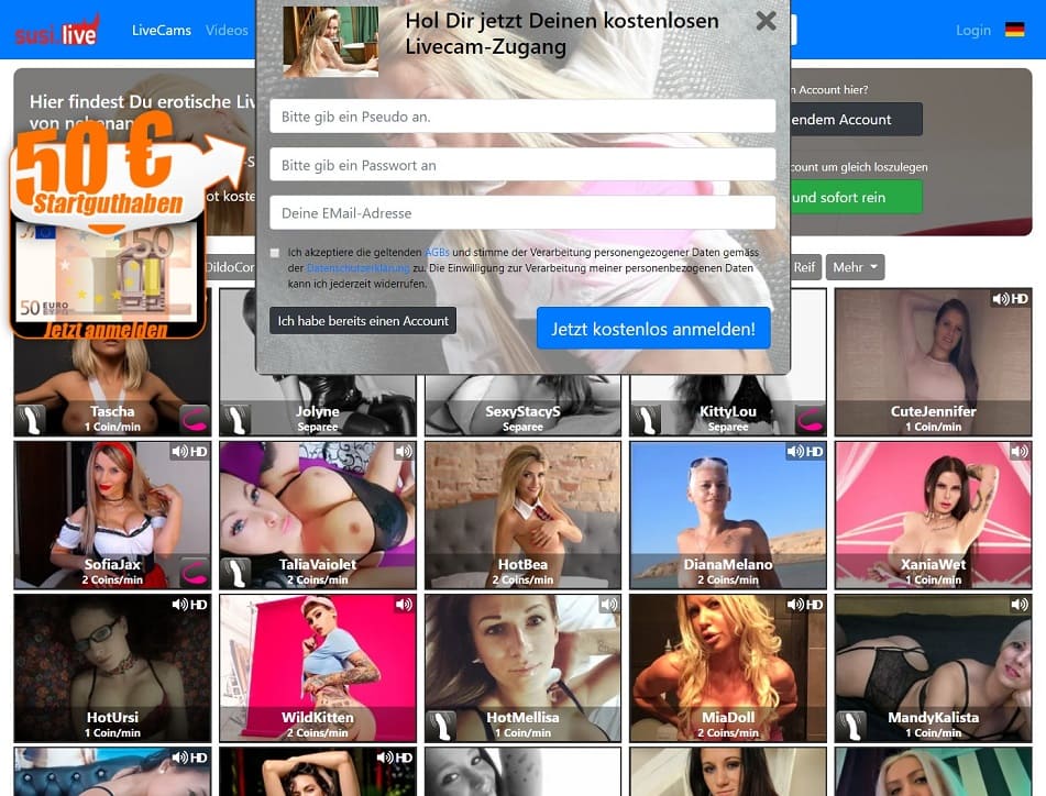 Susi.live 50 Minuten gratis testen - Kein Gutscheincode benötigt! Susi.live gutscheincode